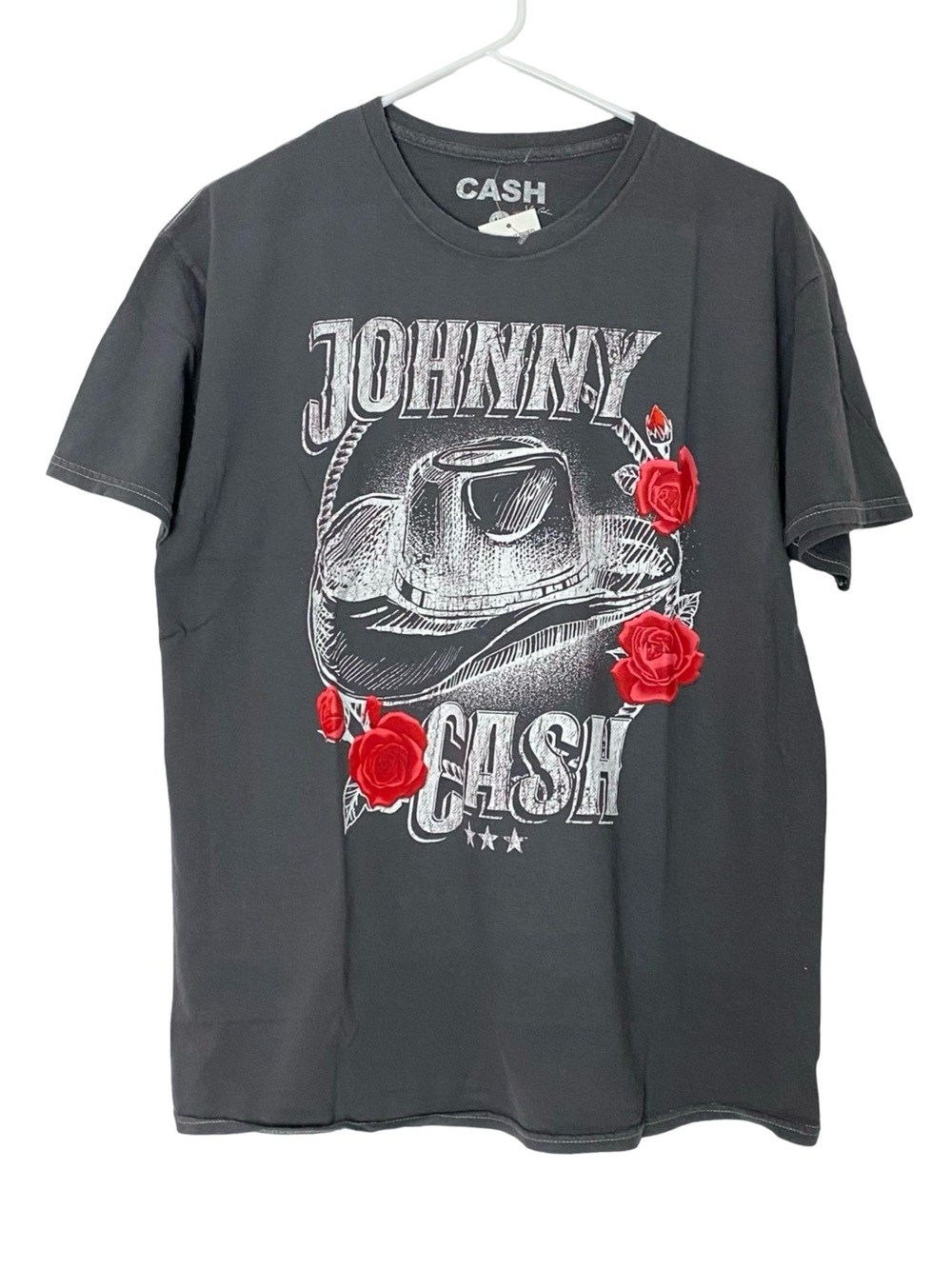 Johnny Cash New Tshirt Mens Size Medium Unisex Gray Crewneck Short Sleeve Grey